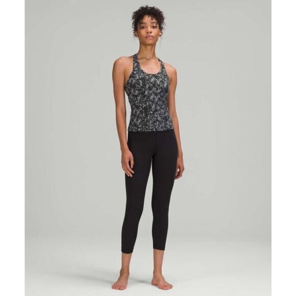 LULULEMON Cool Racerback Tank Top Shorter Length Sz 4 Blossom Overlay Starlight - Picture 2 of 6